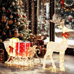 Outsunny Lighted Christmas Decoration, Outdoor Light Up Deer And Sleigh