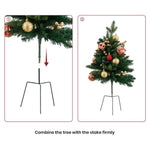 Set Of 2 Pre-lit Artificial Christmas Trees Urn Fillers With Tripod Stakes
