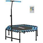 45" Fitness Trampoline With Adjustable Handle, Led Lights | Blue
