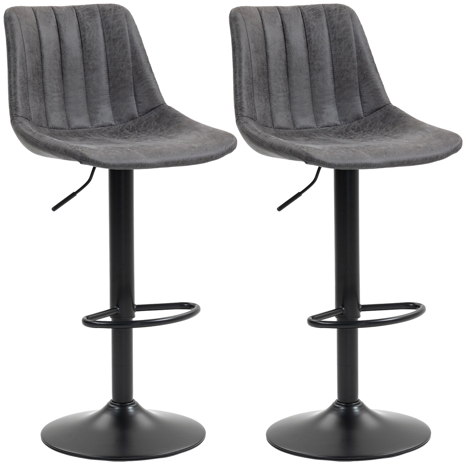 HOMCOM Bar Stools Set Of 2 Adjustable Swivel Bar Chairs With Backrest