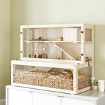 3 Tier Wooden Hamster Cage With Hut, Wheel, Ramps, 100 X 50 X 84 Cm | Natural