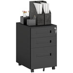 Lockable Mobile Filing Cabinet W/ 3 Drawers | Large | Black