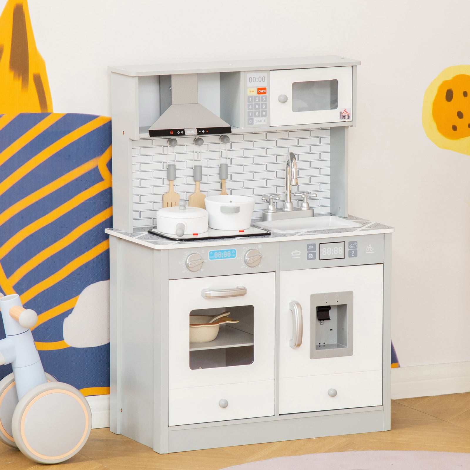 Kids Wooden Toy Kitchen Pretend Play Cooking Set 3-6 Years