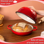 Enamelled Cast Iron Dutch Oven Bread Pot, 22cm (5.6l) | Red
