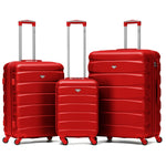 Set Of 3 Hard Shell Suitcase Cabin & Check In Cases With Tsa Lock - Overhead Cabin With Medium & Large Check-in Bag | Set of 3 | Red