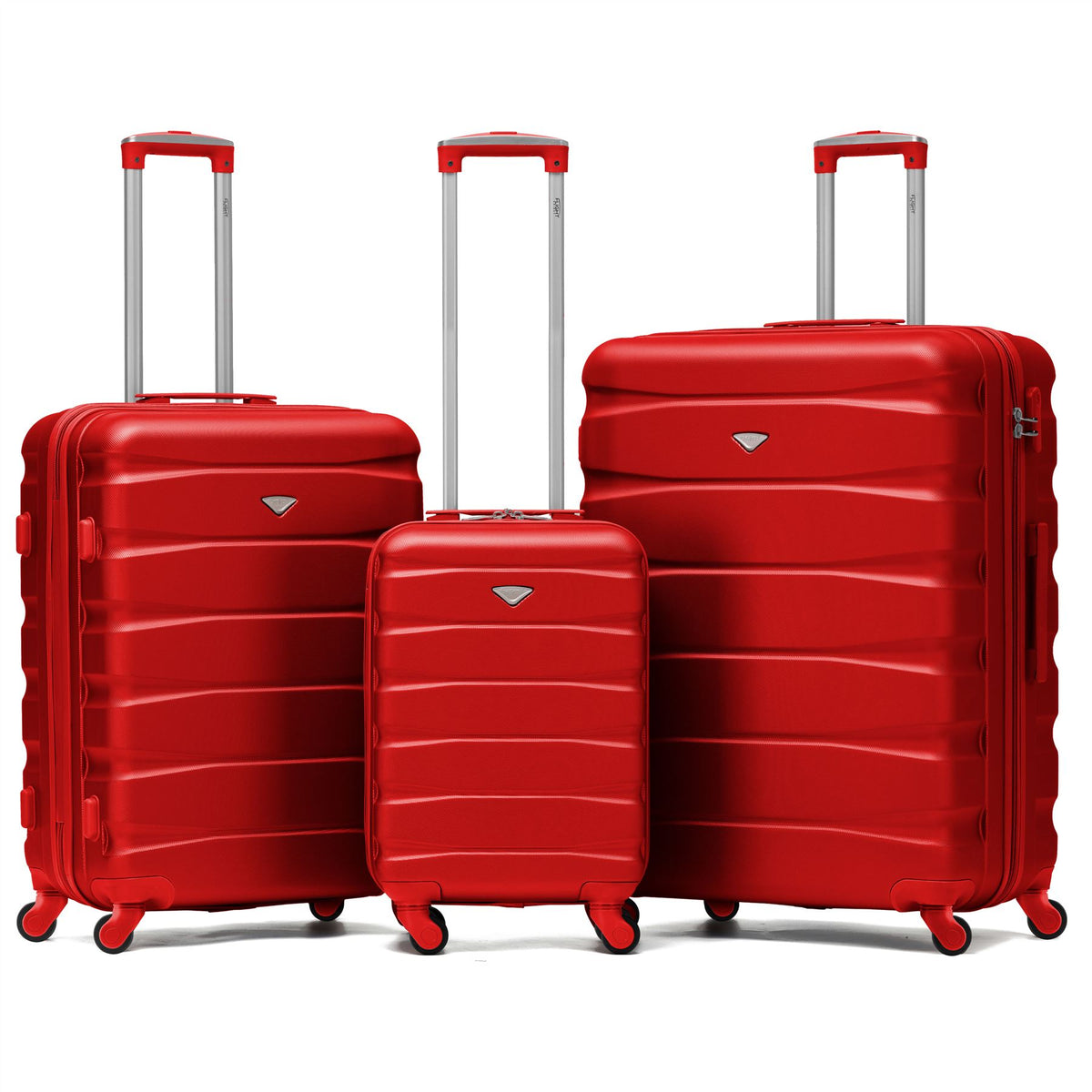 Set Of 3 Hard Shell Suitcase Cabin & Check In Cases With Tsa Lock - Overhead Cabin With Medium & Large Check-in Bag | Set of 3 | Red