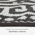 Luxury Outdoor Rug Waterproof Reversible Round For Garden Patio 100% Recycled, Black Enid Aztec