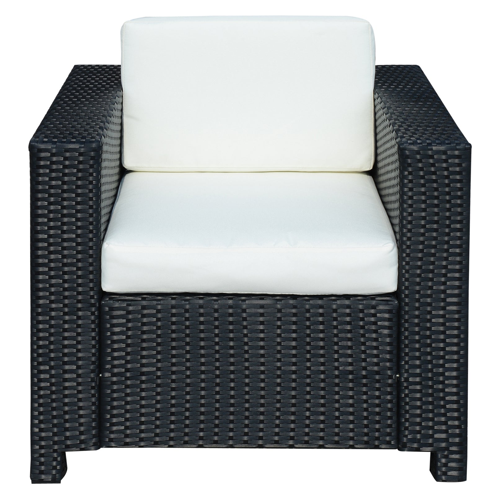 Patio Rattan Wicker Furniture Single Cube Chair Sofa Outdoor | Black