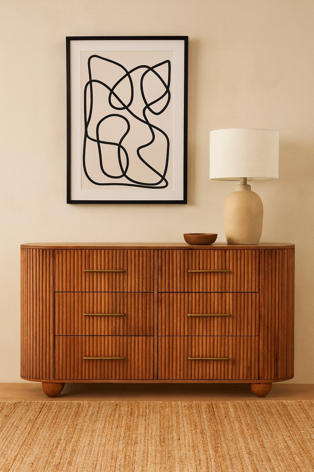 Ridgefront Chest - Amber Oak, 6 Drawers, brown