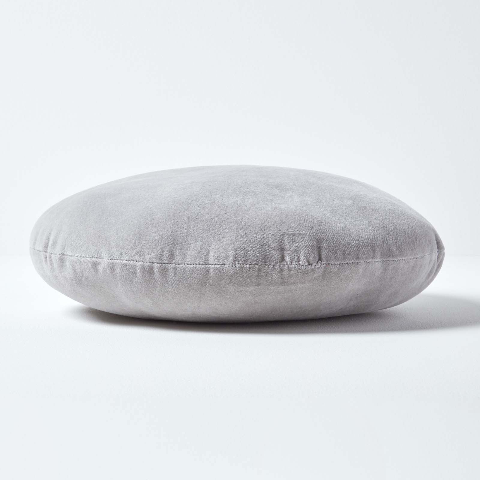 Luxury Velvet Round Cushion | 40cm x 40cm | Light Grey