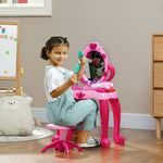 Kids Dressing Table W/ Mirror Stool, Light, 15 Accessories