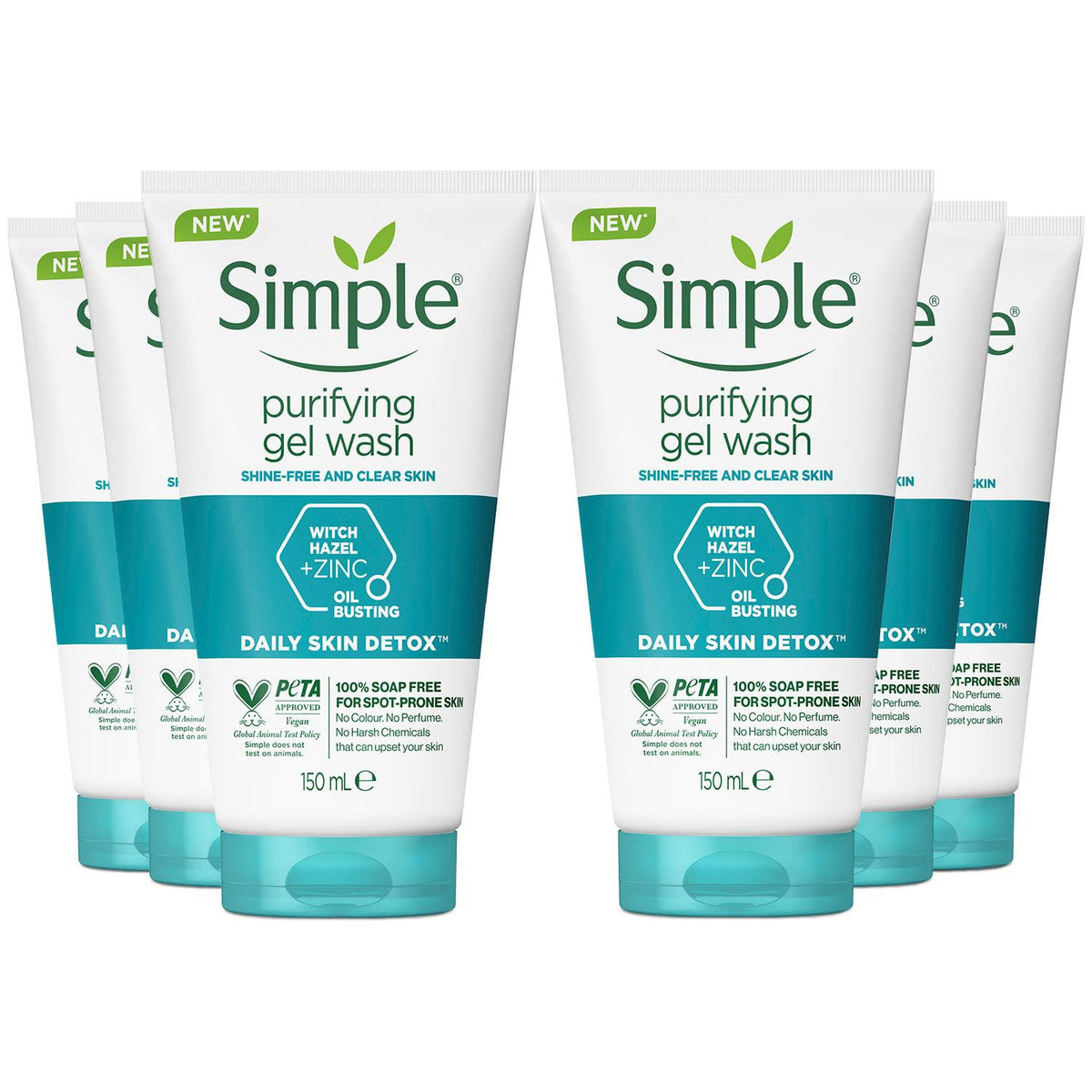 6pk X 150ml Daily Skin Detox Purifying Face Wash | Set of 6 | White