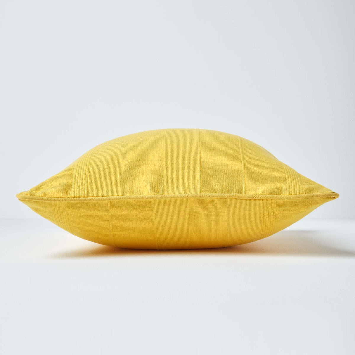 Cotton Rajput Ribbed Cushion Cover | 45cm x 45cm | Yellow
