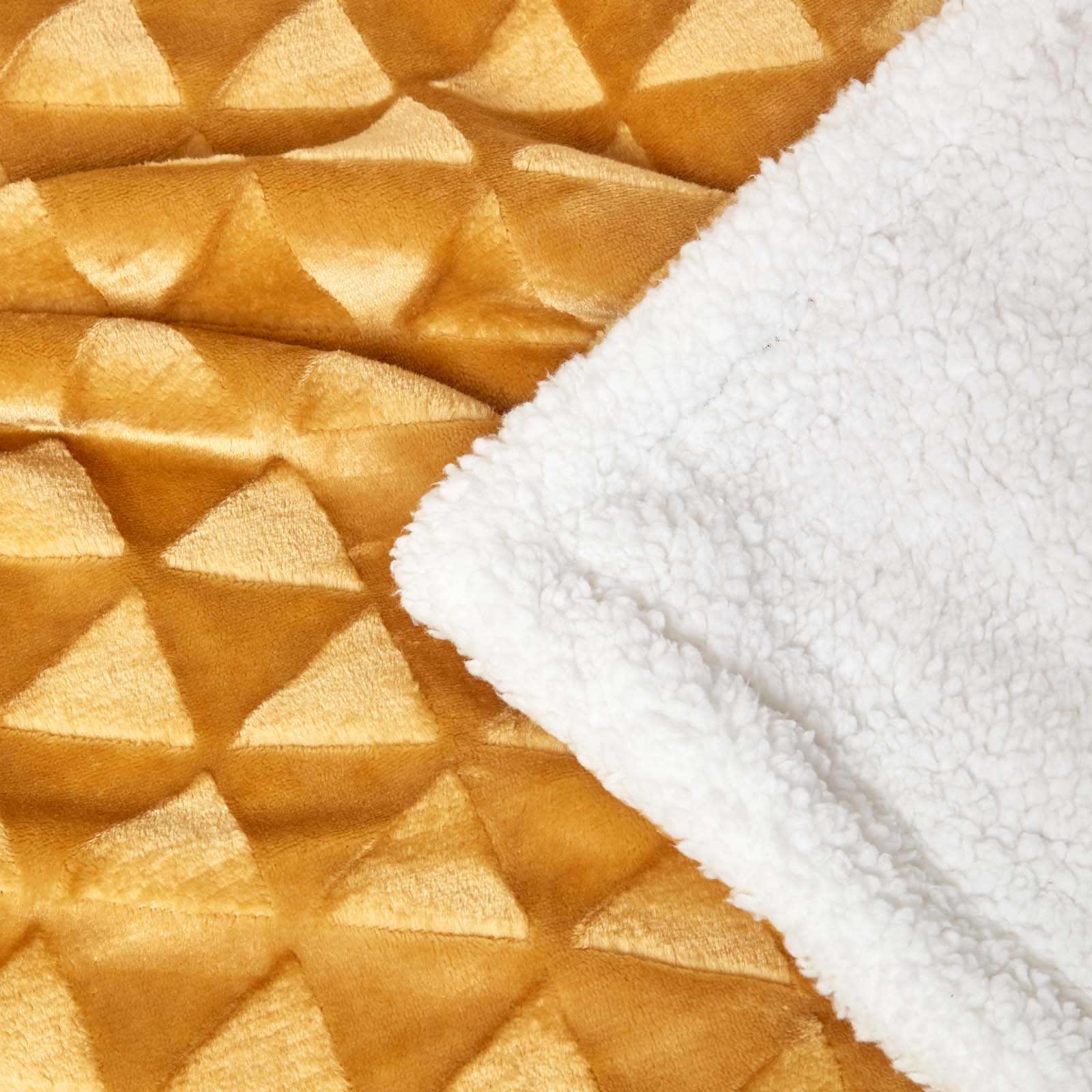 Geometric Triangle Velvet Throw | 160cm x 200cm | Mustard