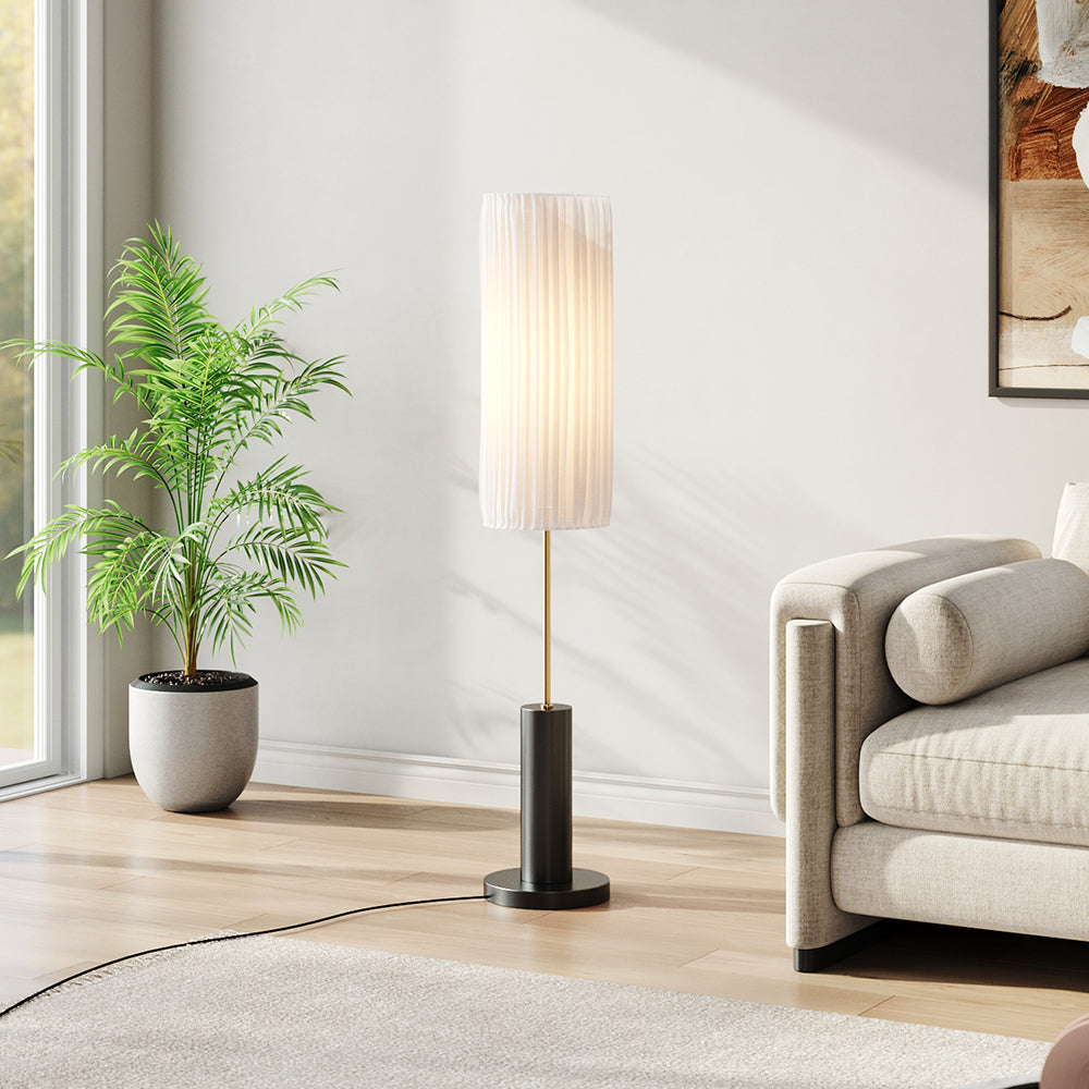 127cm Height E27 1-light Fabric Lampshade Floor Lamp With Foot Switch