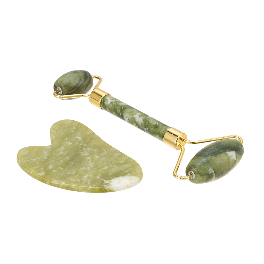 Gua Sha And Jade Roller Set For Facial Massage | Light Green
