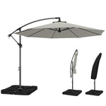 3(m) Banana Parasol Cantilever Umbrella Garden W/ Base Weights | Light Grey