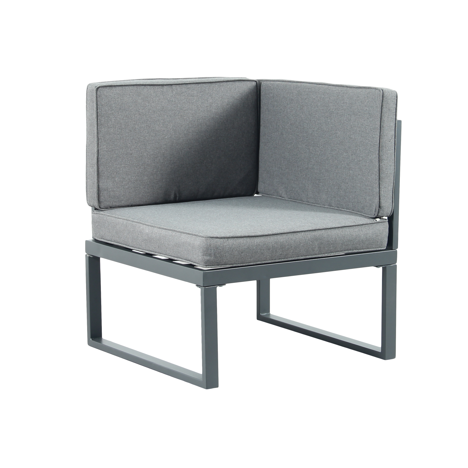 Chester Grey Modern Metal Patio Furniture Set - 5 Seat Corner Sofa With Coffee Table | Gray