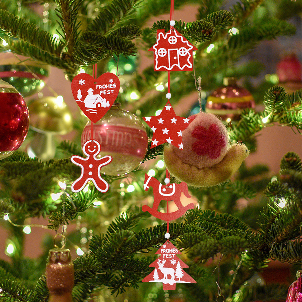 Christmas Tree Wooden Hanging Ornament Set