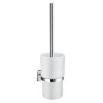 Wall Mounted Toilet Brush And Porcelain Container | Polished Chrome