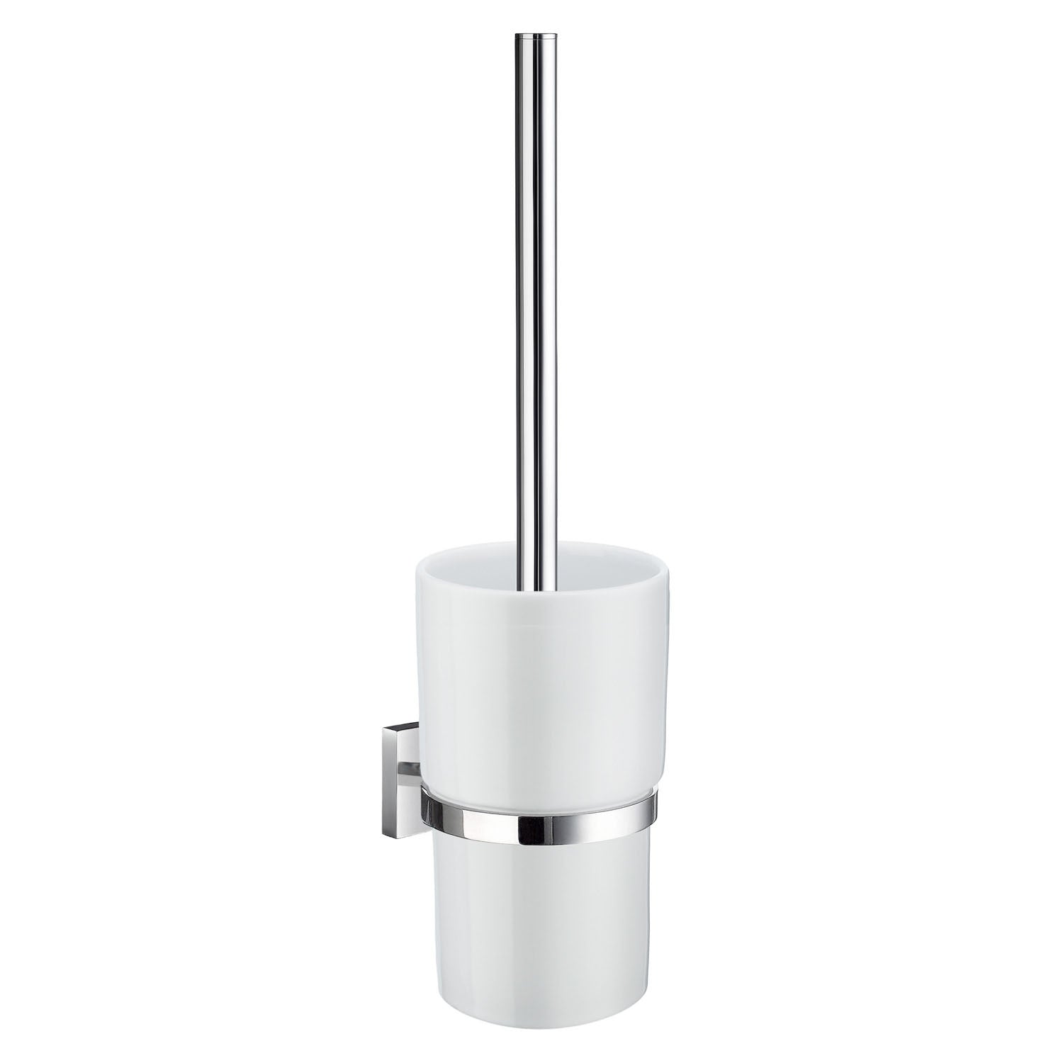 Wall Mounted Toilet Brush And Porcelain Container | Polished Chrome