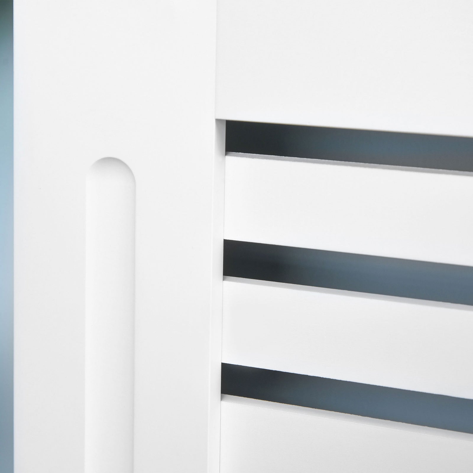 Modern Radiator Cover Cabinet Slatted Design 112/152/172cm | Large | White