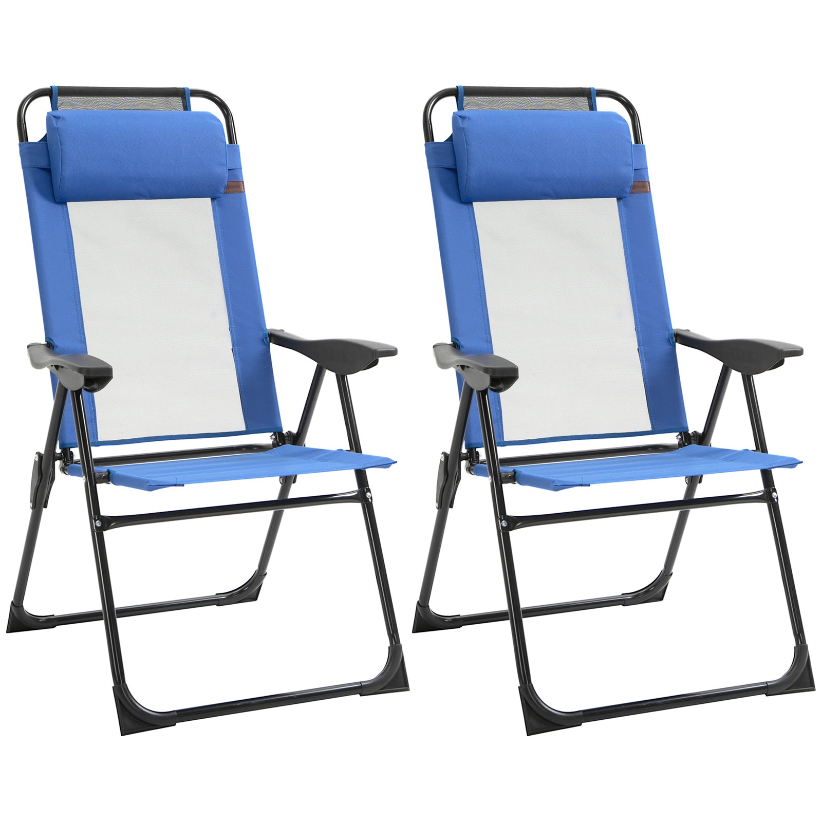 Garden Chairs Set Of 2 Folding Camping Chair Recliners | Blue