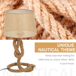 Nautical Style Rope-base Table Lamp W/ Fabric Lampshade