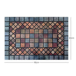 Elegant Tile Effect Doormat - Blue Edge | Large | Blue