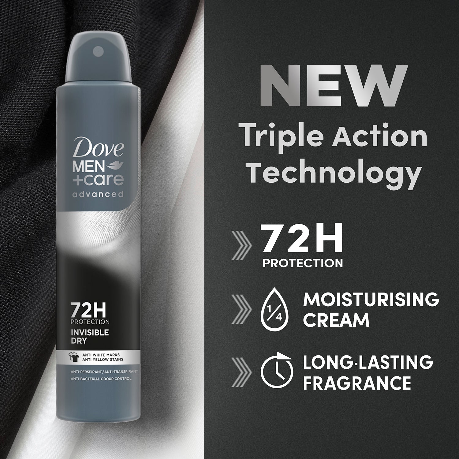 Antiperspirant Men+care Advanced Invisible Dry 72h Protection Deo, 6x 200ml