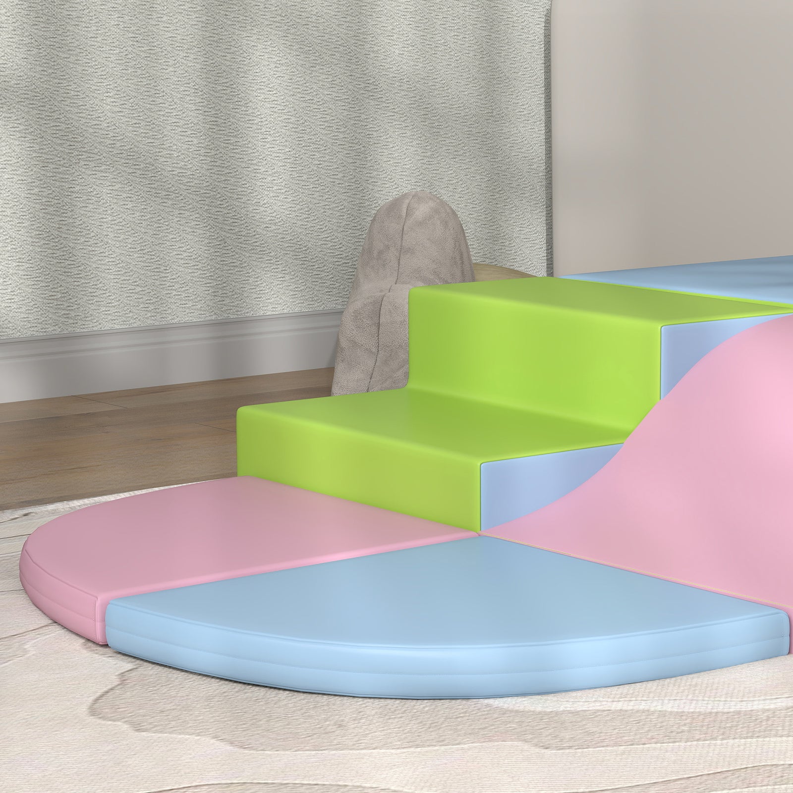 6 Piece Soft Play Equipment For Kids Climb And Crawl | Pink