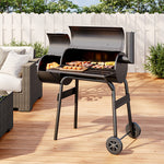 Outdoor Charcoal Bbq Grill With Portable Trolley Wheel