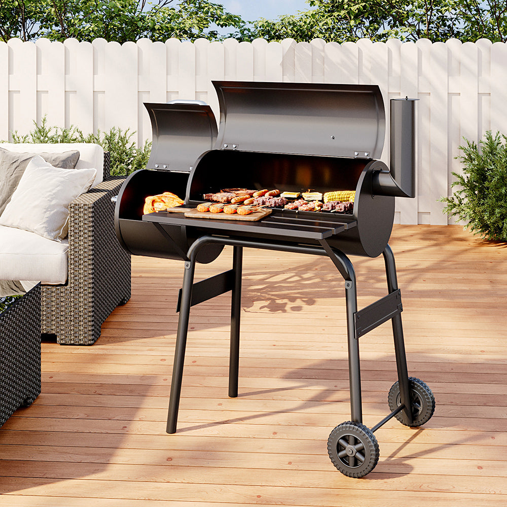 Outdoor Charcoal Bbq Grill With Portable Trolley Wheel