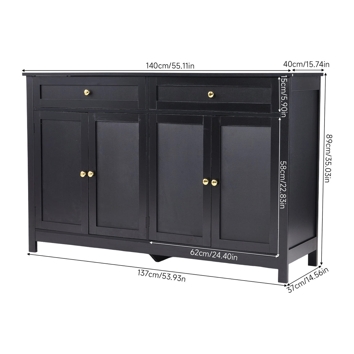 Mdf Sideboard Buffet Cabinet With 2 Drawers