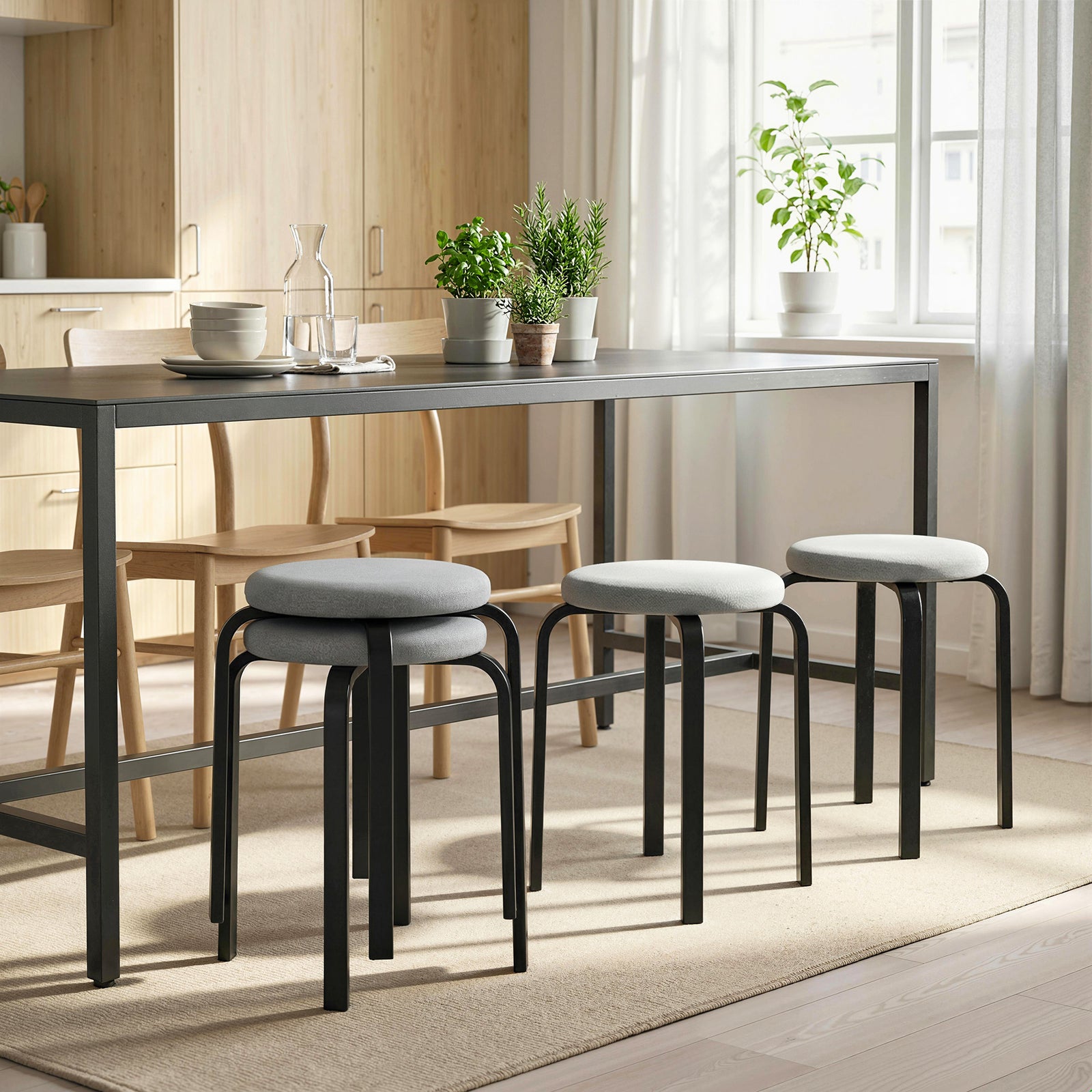 Stackable Stools Modern Cushioned Set Of 4 | Grey
