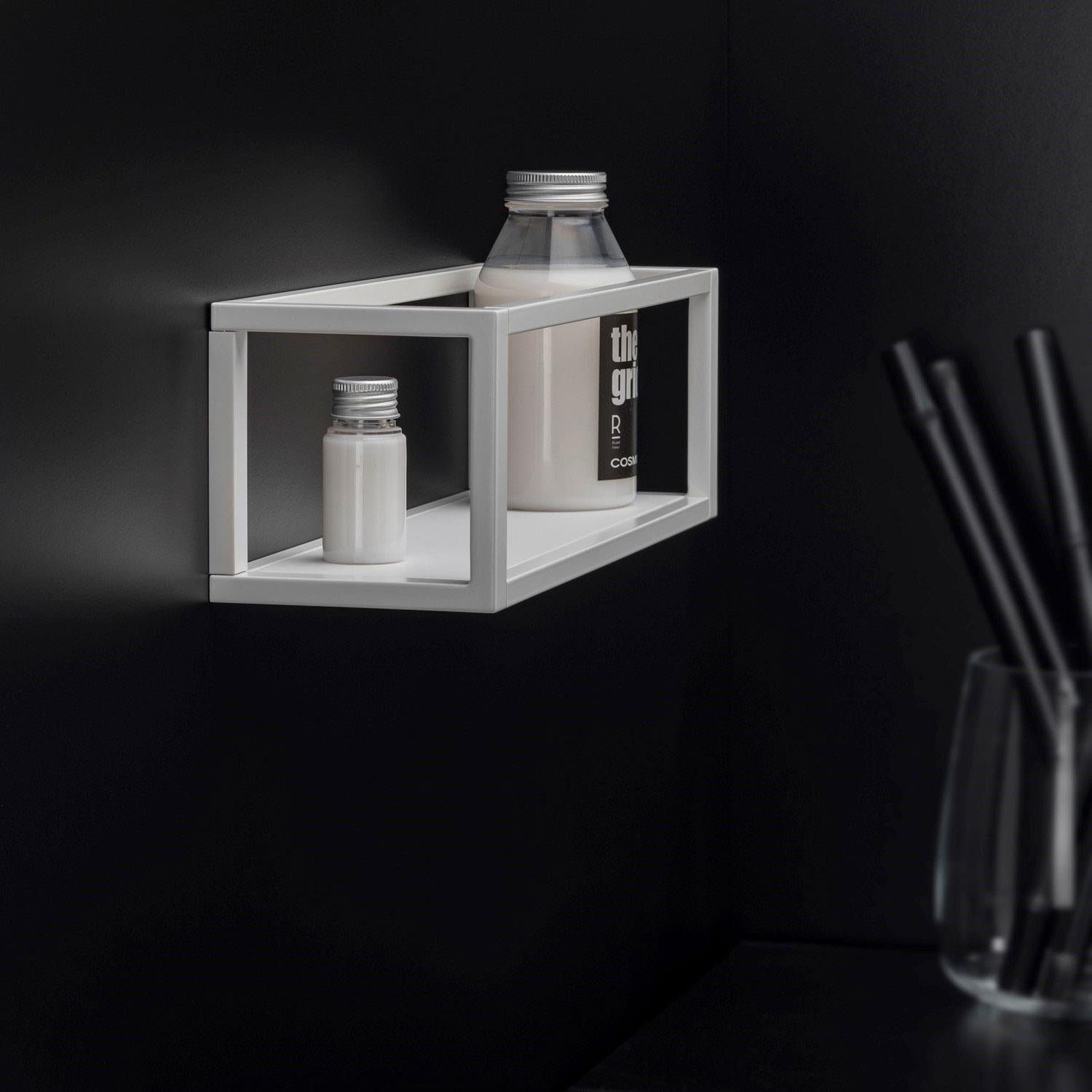 Shelf With Towel Rail, White Matt, Wall-mounted 35 Cm Collection The Grid