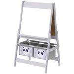Kids Easel With Paper Roll, Blackboardboard, Storage | Grey