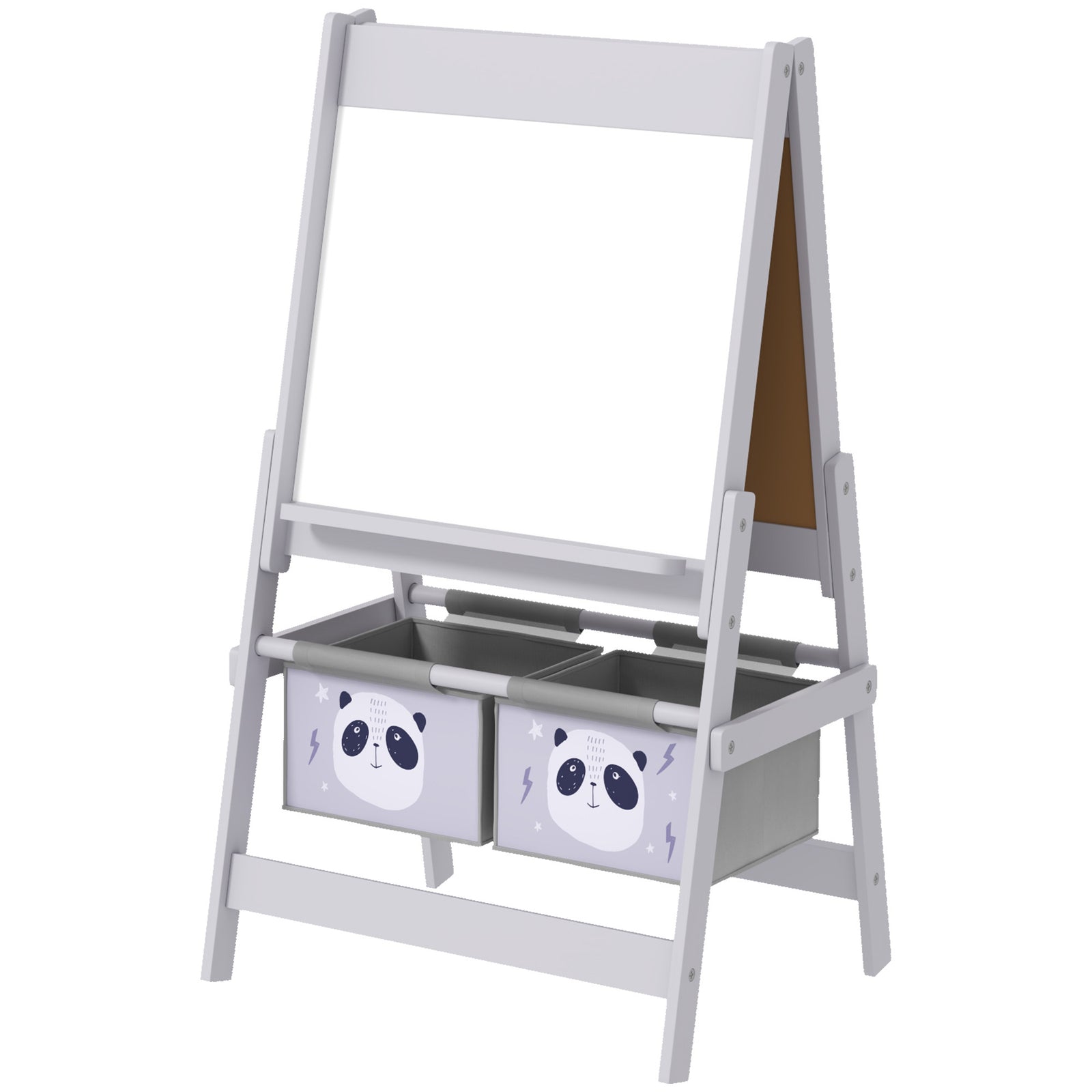 Kids Easel With Paper Roll, Blackboardboard, Storage | Grey