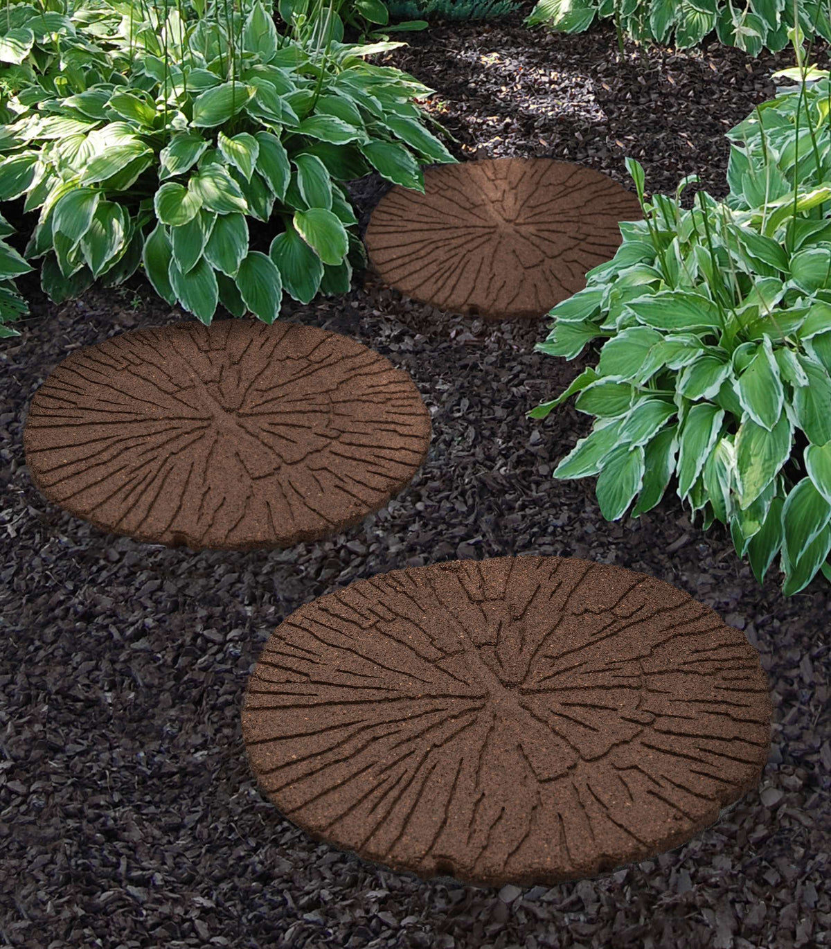 Rubber Garden Stepping Stones - Brown Log | Set of 4 | Brown