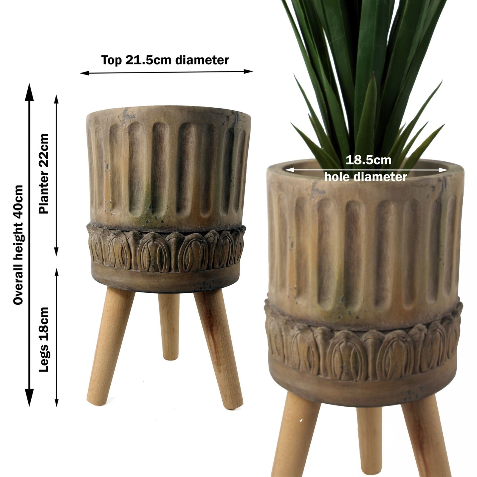 X 21.5cm Zandi Roman Composite Large Planter 40cm