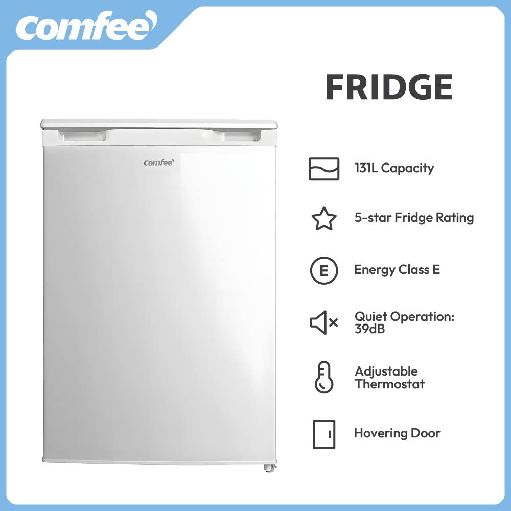 Comfee 131l Under Counter Fridge, Large Capacity Refrigerator With Light, 3 Removable Shelves & Crisper Drawer