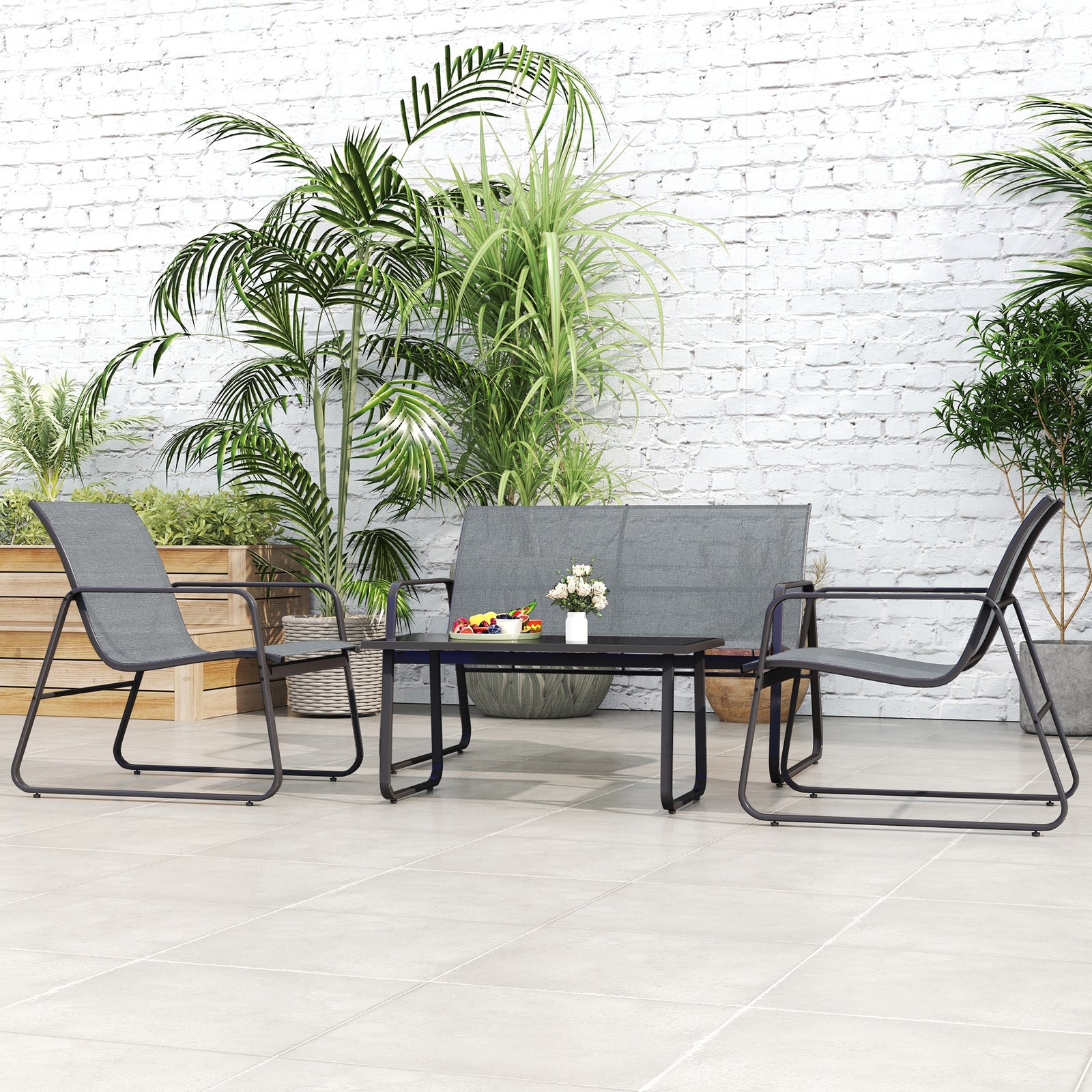 4 Piece Garden Furniture Set Patio Sofa Set Chairs And Table