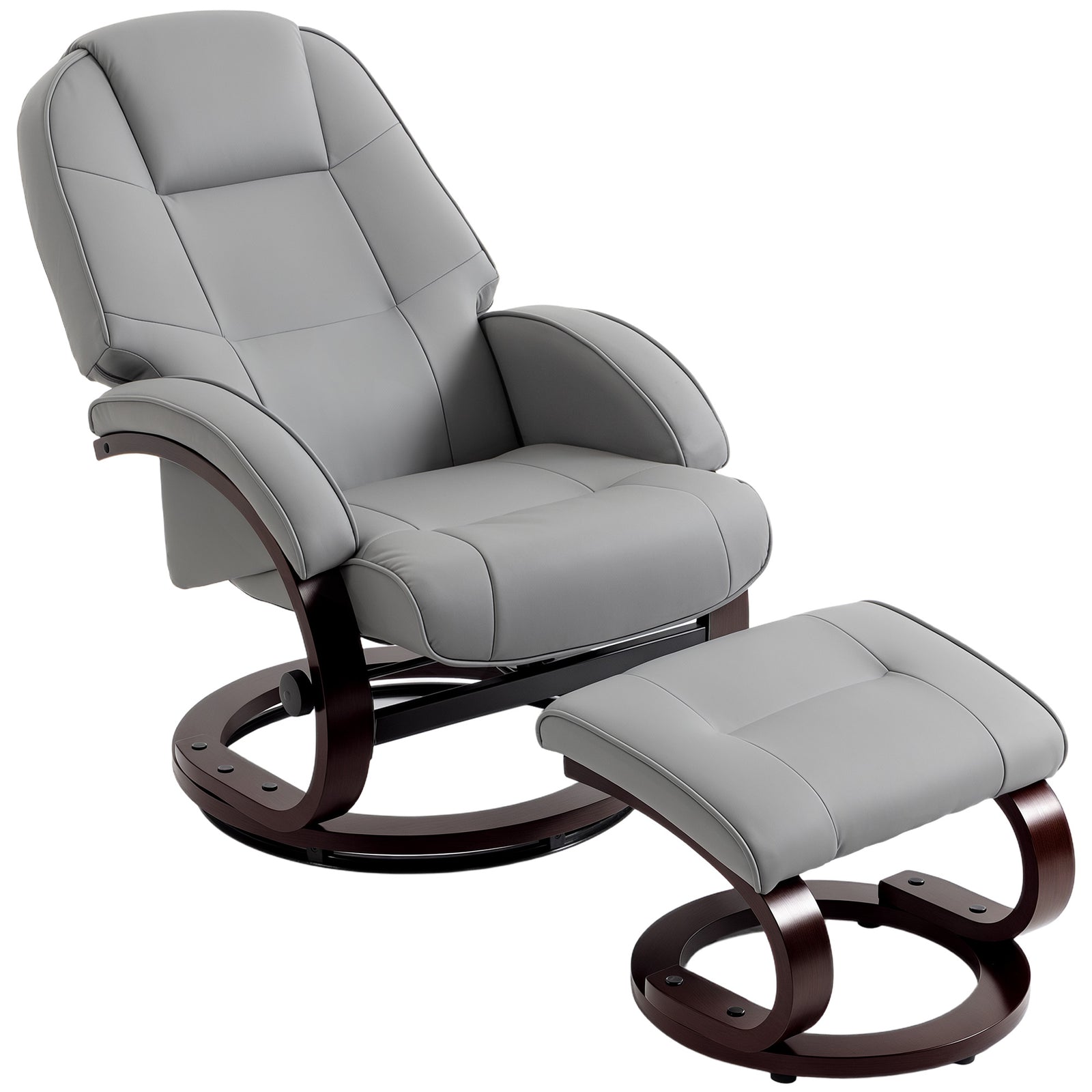 Recliner Chair With Footstool, Swivel Recliner Armchair | Grey