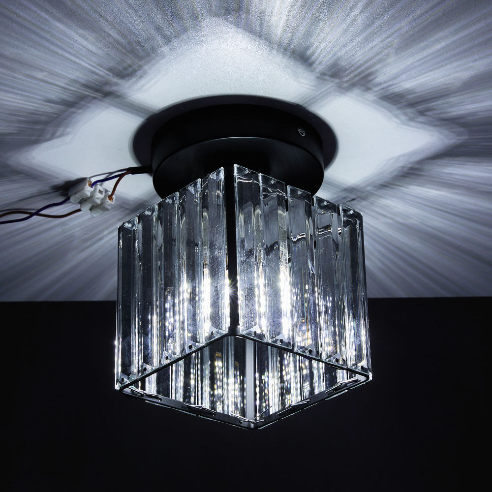Modern Crystal Ceiling Light D15×h17cm Fixture With Iron And Glass Crystal Lampshade