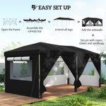 3 X 6 M Pop Up Gazebo, Upf50+ Wedding Party Tent Marquee | Black
