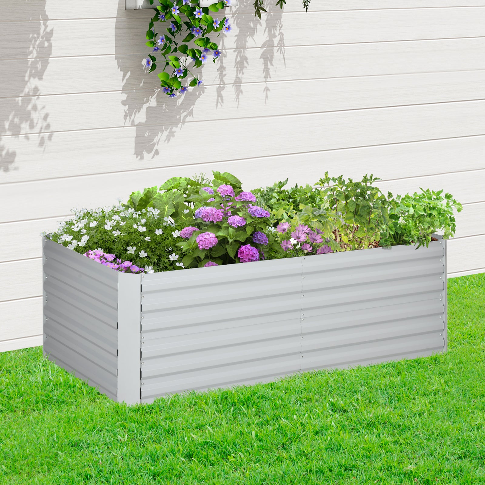 Steel Raised Bed Planter Rods 180 X 90 X 59 Cm | Gray