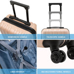 45x36x20cm Lightweight Underseat Cabin Carry On Suitcase - 100+ Airline Approved - Hard Shell Luggage - 4 Wheels | 45 x 36 x 20cm | Champagne