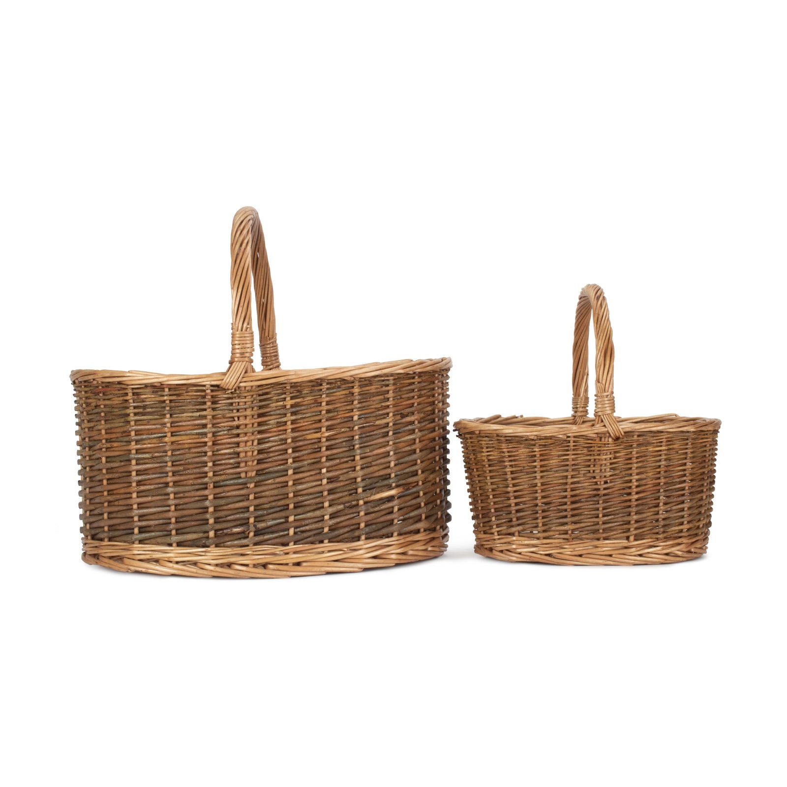 Country Oval Wicker Shopping Basket | Set-of-2 | Brown