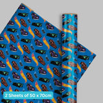 Hot Wheels Gift Wrap, 2 Sheet 2 Tag, Official Product
