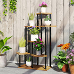 7 Tier Plant Stand, Tall Steel Wood Plant Shelf